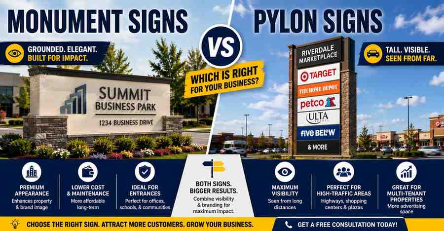Monument Signs vs Pylon Signs: Which Is Better for Your Business?