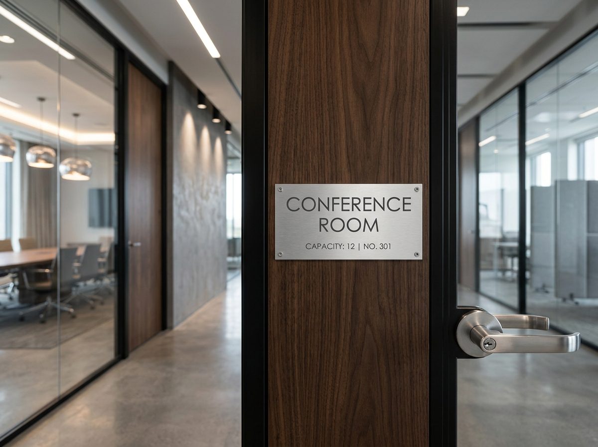 Brushed Metal Conference Room Door Sign