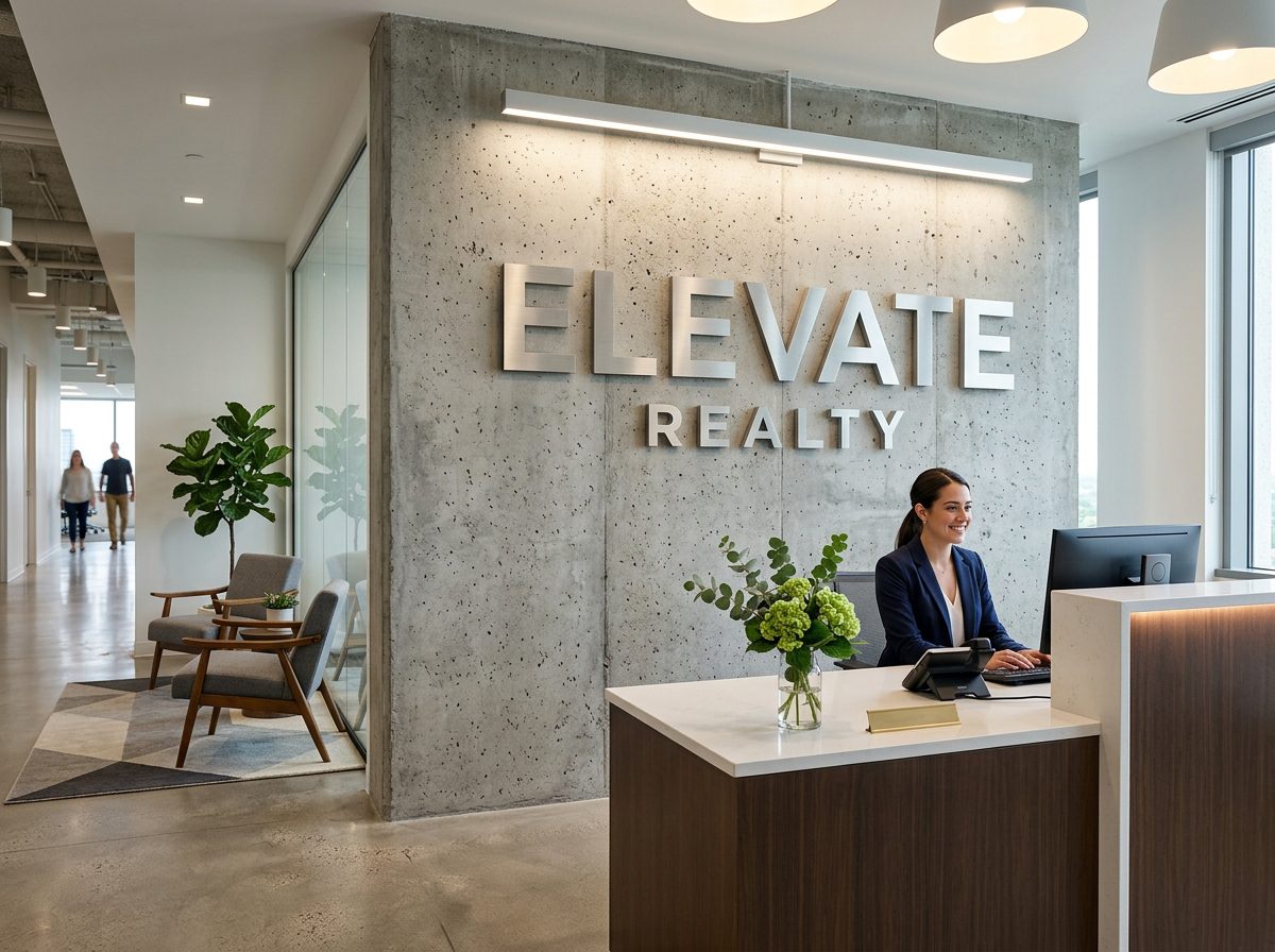 Elevate Realty 3D Lobby Reception Sign